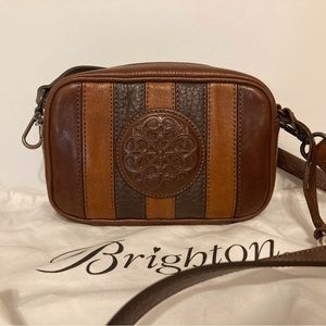 BRIGHTON Ferrara Bellini Dominique Crossbody Bag Whisky Brown Tan Leather NEW